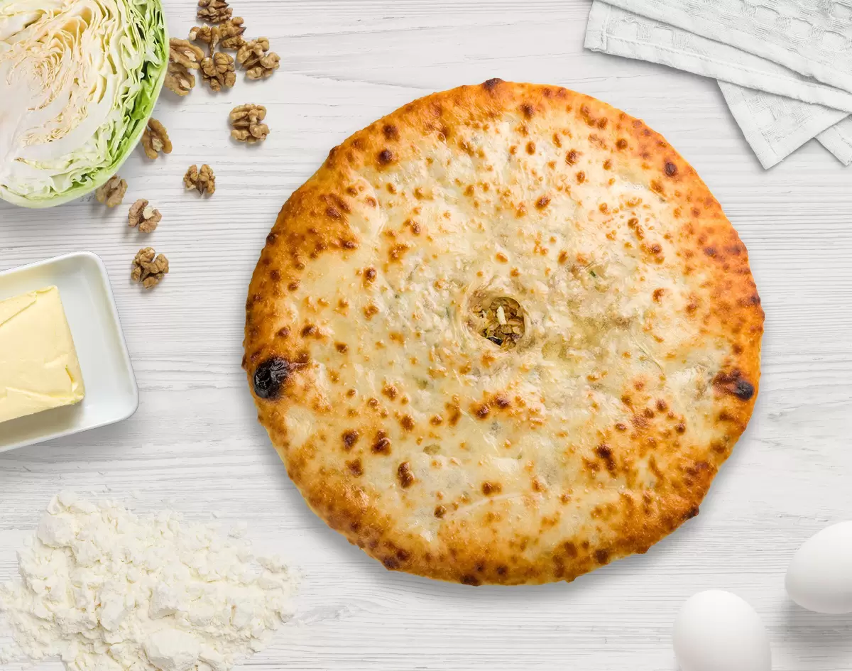 Осетинский пирог с Капустой и Грецким Орехом Постный