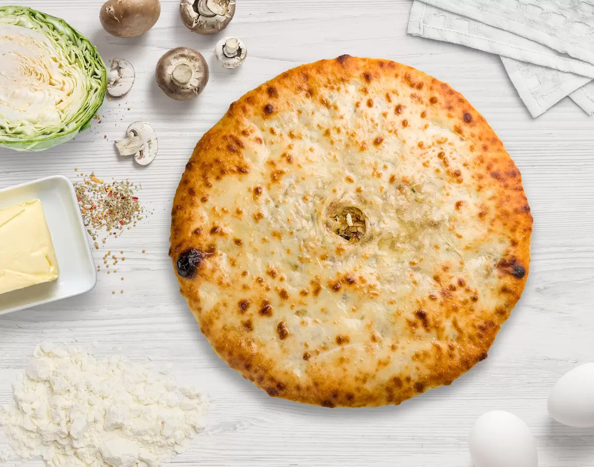 Осетинский пирог с Капустой и Грибами Постный